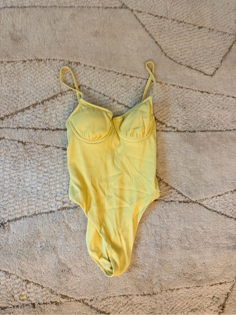Yellow Ribbed One-Piece Swimsuit